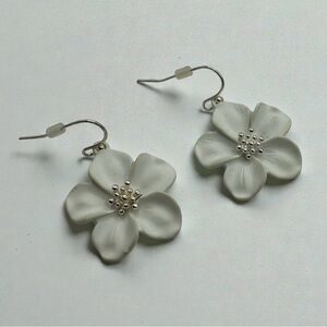 Liz Claiborne White Flower Dangle Earrings